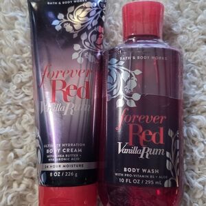 Bath & Body Works Forever Red Vanilla Rum Body Wash and Cream Set